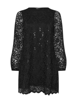 Zwart - Yours - Curve - Kanten midi-jurk