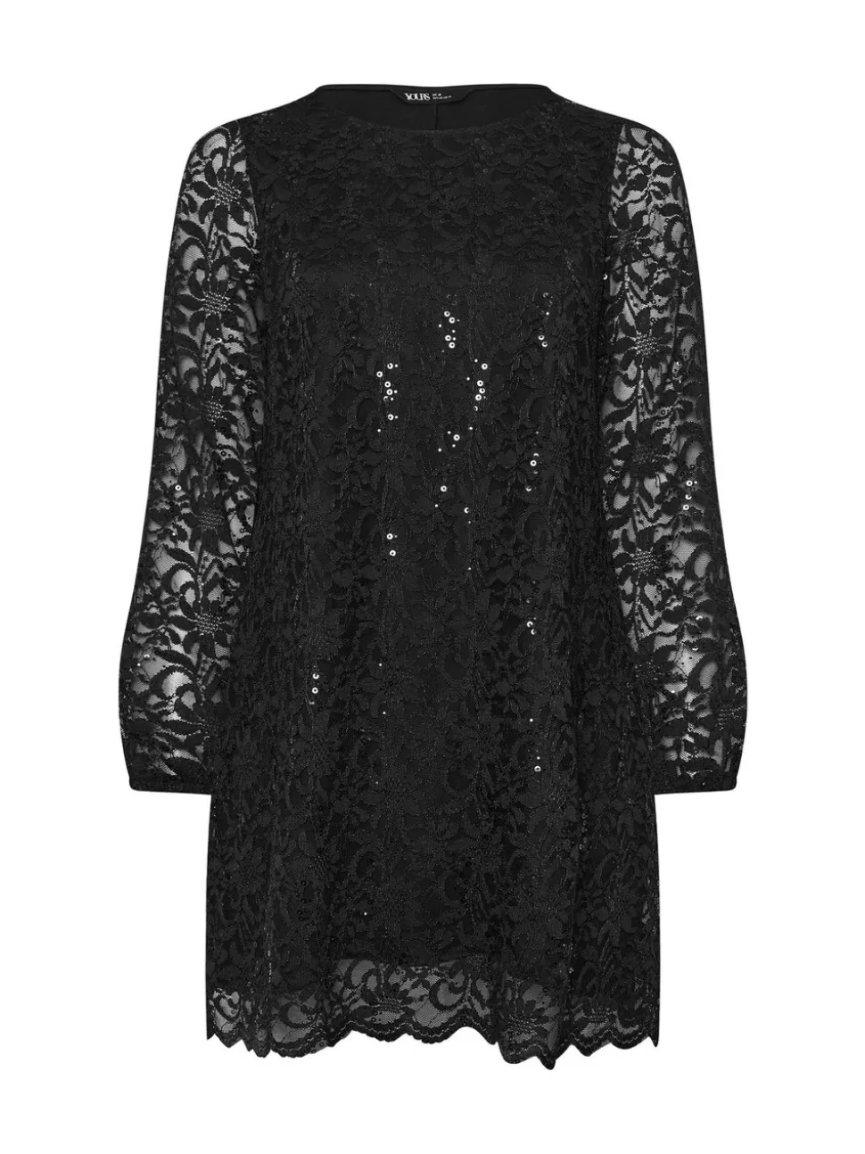 Zwart - Yours - Curve - Kanten midi-jurk