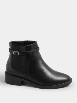 Zwart - Yours Curve Buckle Elastic Boots