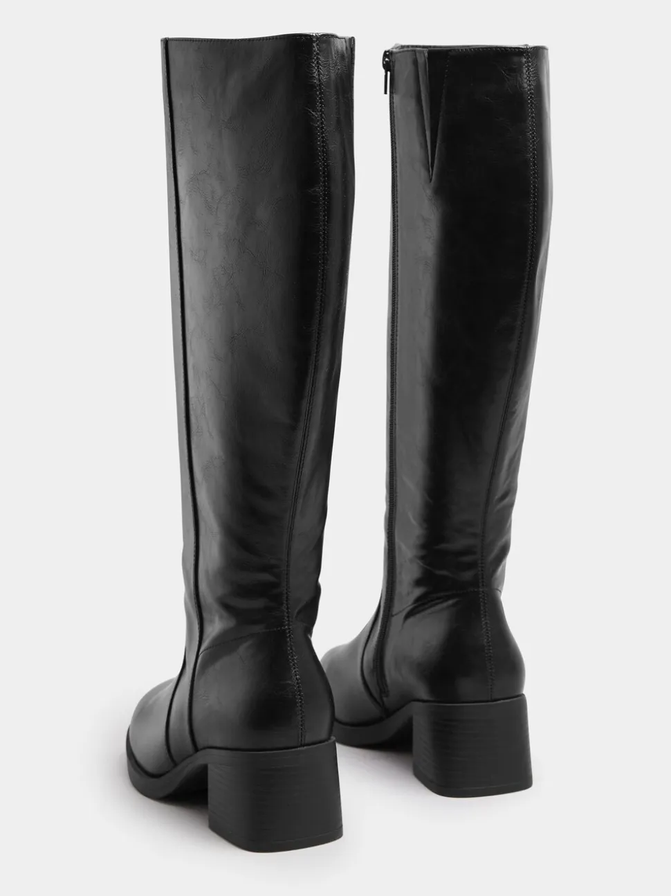 Zwart - Yours Curve extra wijde blokhaklaarzen met vierkante neus