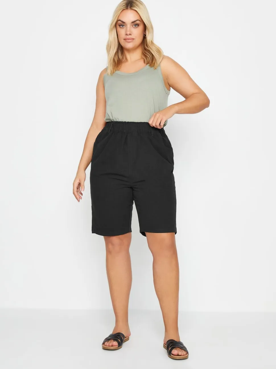 Zwart - Yours Curve koele 100% katoenen shorts