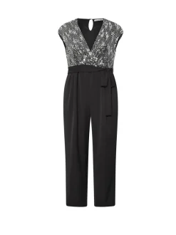 Zwart - Yours Curve London 2-in-1 Jumpsuit met Pailletten