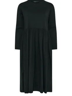 Zwart - Yours Curve Long Sleeve Peplum Midaxi Dress