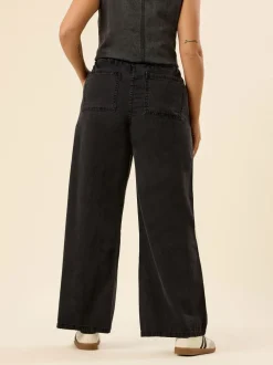 Zwart - Yours Curve Wide Leg Seam Front Jeans
