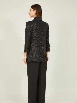 Zwart - Yumi - Blazer met lovertjes en zakken