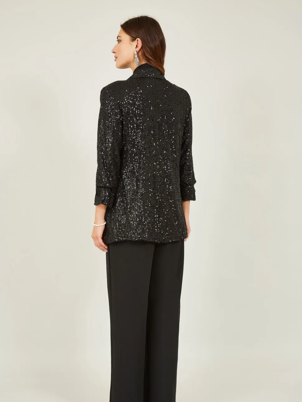 Zwart - Yumi - Blazer met lovertjes en zakken