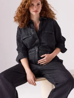 Zwart - Zwangerschap - Denim overall