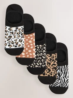 Zwart Animal - 5 Paar sneaker-footsies