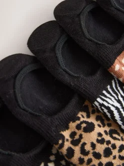 Zwart Animal - 5 Paar sneaker-footsies