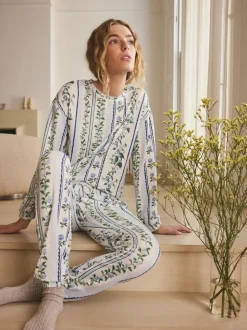 Zwart bloemenprint - Behaaglijke pyjama met lange mouwen