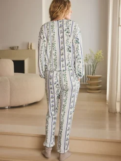 Zwart bloemenprint - Behaaglijke pyjama met lange mouwen