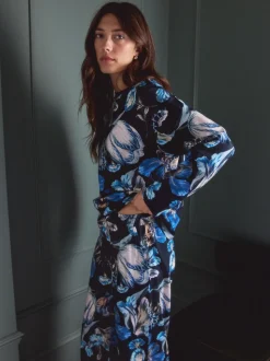 Zwart bloemenprint - Kew Collection pyjama's met lange mouwen