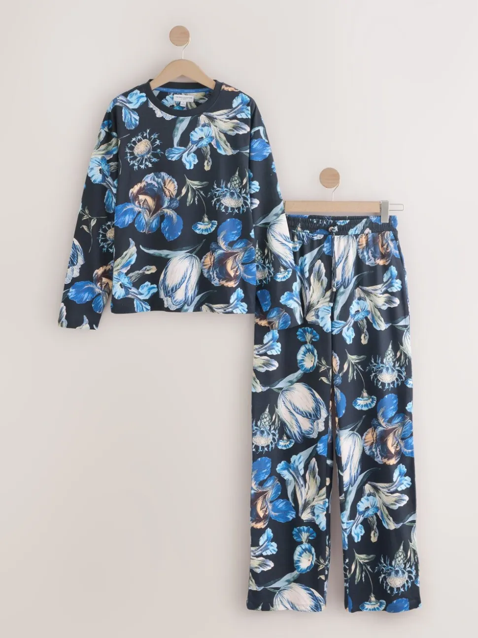 Zwart bloemenprint - Kew Collection pyjama's met lange mouwen