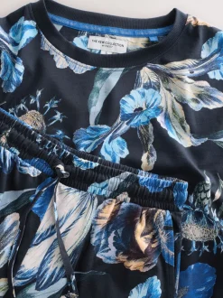 Zwart bloemenprint - Kew Collection pyjama's met lange mouwen