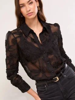 Zwart bloemenprint - Lipsy Burnout overhemd met knoopsluiting