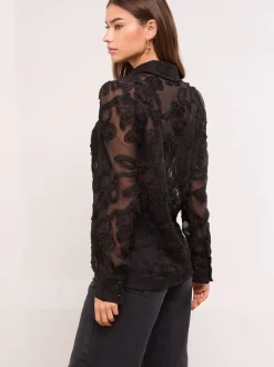 Zwart bloemenprint - Lipsy Burnout overhemd met knoopsluiting