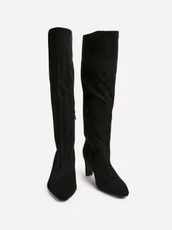 Zwart chroom - Linzi Uptown Slim Block Heel High Leg Boots