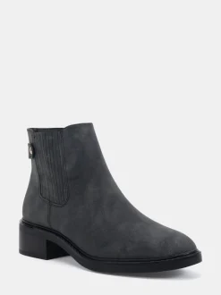 Zwart chroom - Novo Wide Fit Darlina Flat Chelsea Ankle Boots