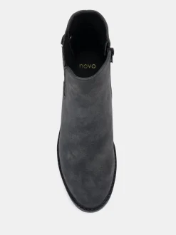 Zwart chroom - Novo Wide Fit Darlina Flat Chelsea Ankle Boots