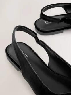 Zwart fluweel - Forever Comfort® ballerina's met strik, spitse neus en hielbandje