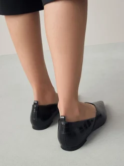 Zwart krokodil-effect - Premium Leather Pointed Toe Ballerinas