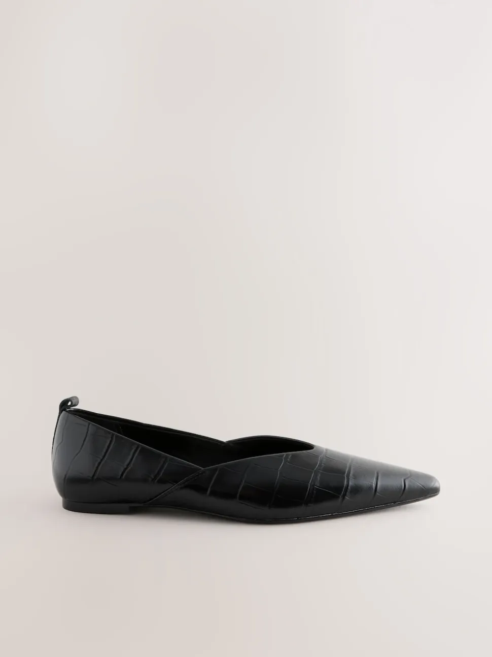 Zwart krokodil-effect - Premium Leather Pointed Toe Ballerinas