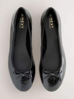 Zwart lak - Ballerina's met ronde neus