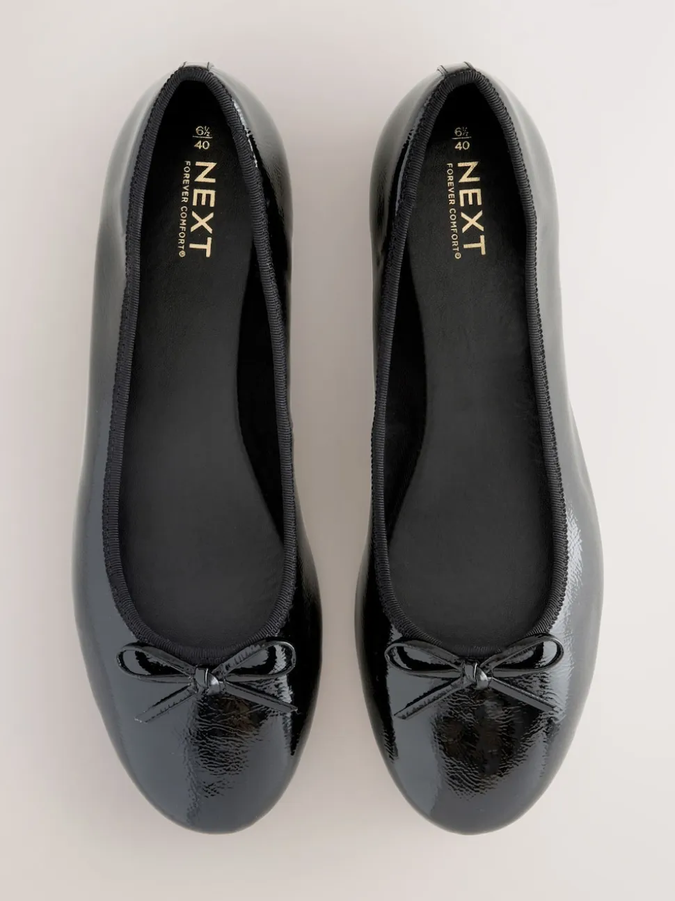 Zwart lak - Ballerina's met ronde neus