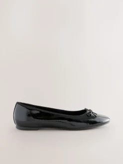Zwart lak - Ballerina's met ronde neus