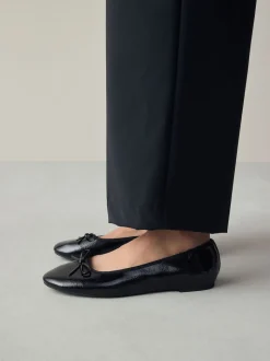 Zwart lak - Ballerina's met ronde neus