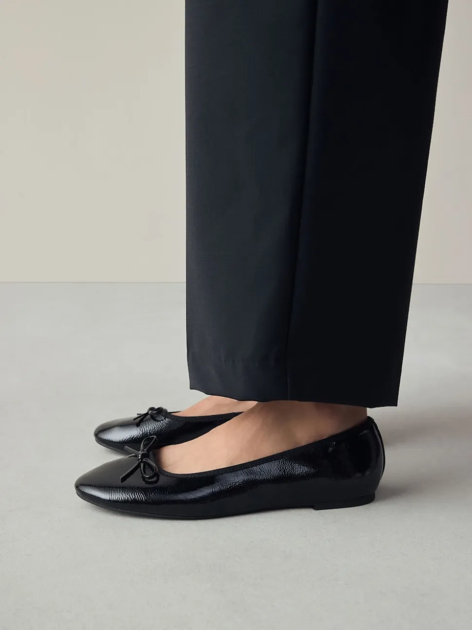Zwart lak - Ballerina's met ronde neus