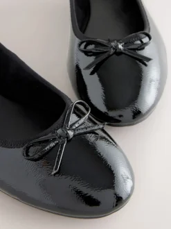 Zwart lak - Ballerina's met ronde neus