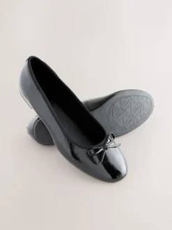Zwart lak - Ballerina's met ronde neus