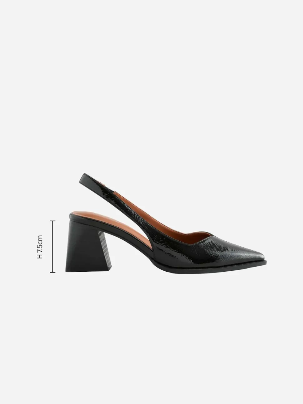 Zwart lak - Forever Comfort® Pointed Toe Slingback Block Heels