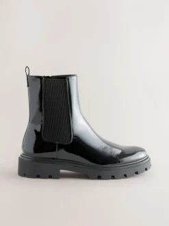 Zwart lak - Forever Comfort® Chelsea-enkellaarzen met profielzool