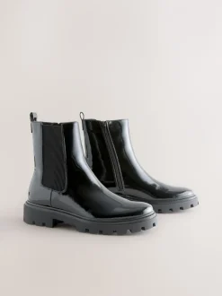 Zwart lak - Forever Comfort® Chelsea-enkellaarzen met profielzool