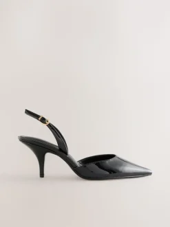 Zwart lak - Forever Comfort® Pointed Toe Curvy Slingback Heels
