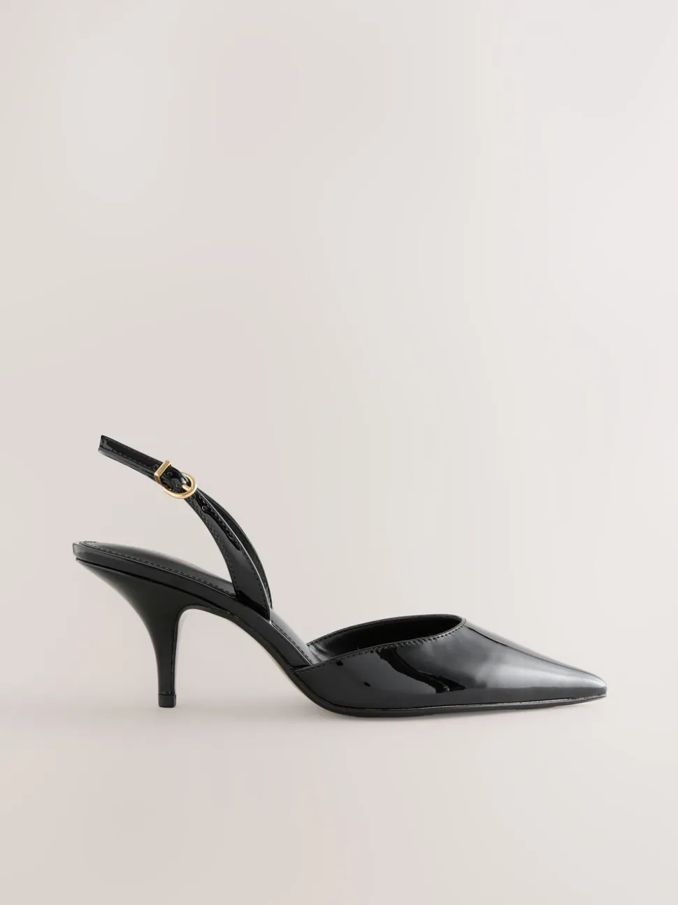 Zwart lak - Forever Comfort® Pointed Toe Curvy Slingback Heels