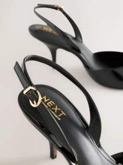Zwart lak - Forever Comfort® Pointed Toe Curvy Slingback Heels