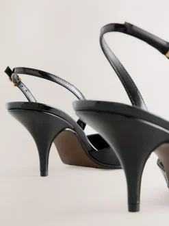 Zwart lak - Forever Comfort® Pointed Toe Curvy Slingback Heels