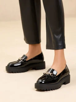 Zwart lak - Lipsy Chunky Snaffle Trim Detail Faux Leather Instappers