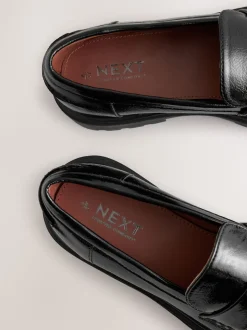 Zwart lak - Loafers met dikke zool