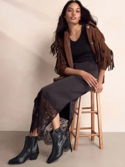 Zwart leer - Cowboy Block Heel Ankle Boots