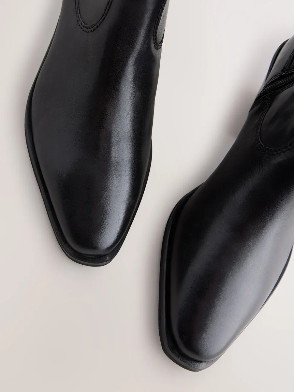 Zwart leer - Cowboy Block Heel Ankle Boots