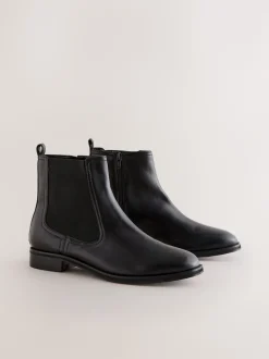 Zwart leer - Forever Comfort® Chelsea-enkellaarzen
