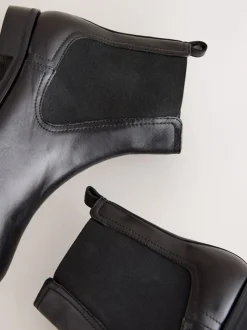 Zwart leer - Forever Comfort® Chelsea-enkellaarzen
