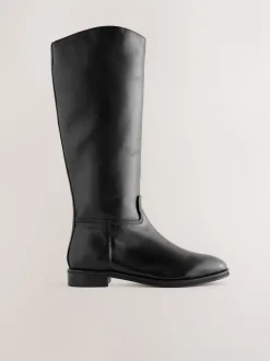 Zwart leer - Forever Comfort® platte rijlaarzen