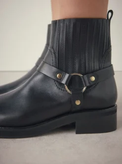 Zwart leer - Forever Comfort® Hardware Harness Chelsea Boots
