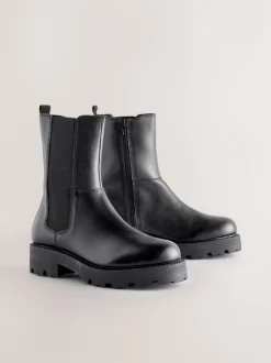 Zwart leer - Forever Comfort® - Grove chelsealaarzen