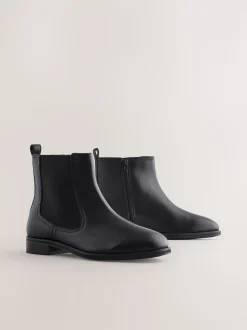 Zwart leer - Forever Comfort® Chelsea-enkellaarzen